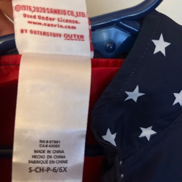 Hello Kitty x Team USA Olympic Windbreaker Jacket Kids Size 6 6X Red White Blue - Picture 8 of 8